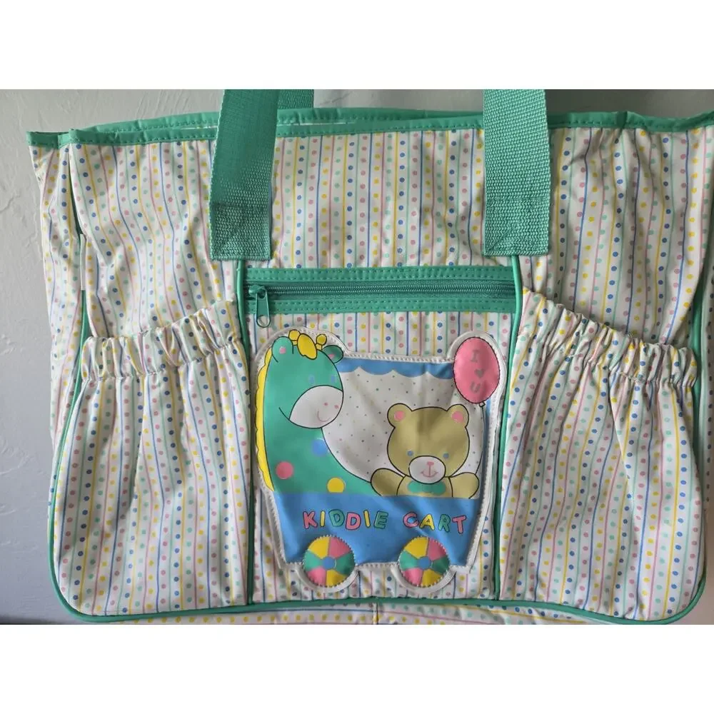 Vintage Gerber Polka Dot Baby Diaper Bag Tote Zipper Pocket RARE HTF Accessories